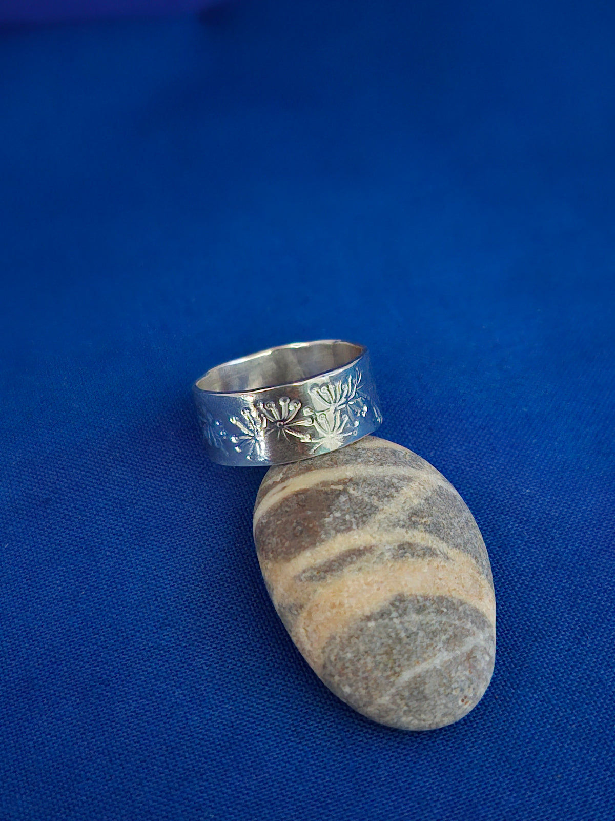 Silver Ring with Unique Patterned Texture