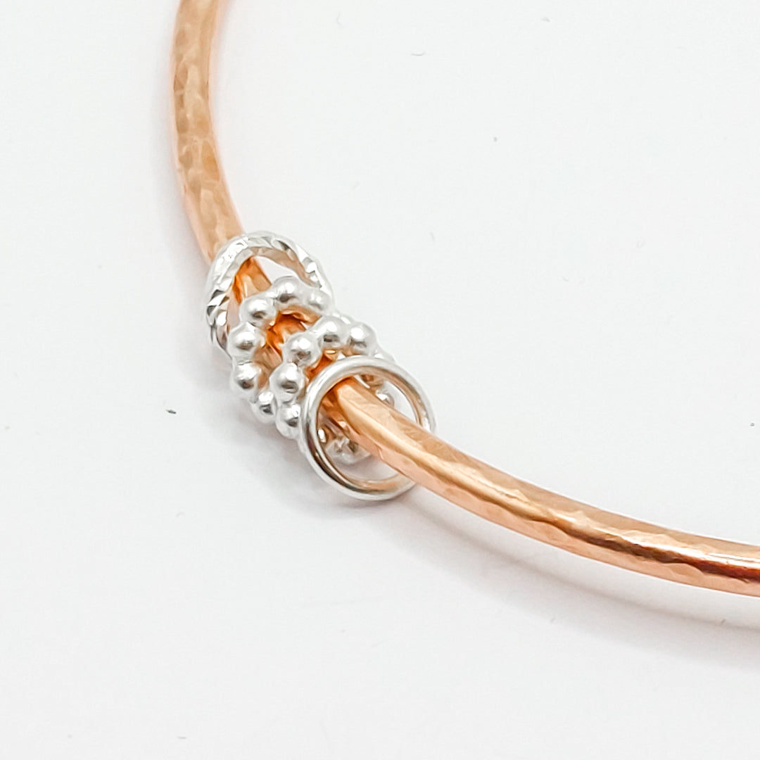 Copper Bangle with Mini Silver Fidgets