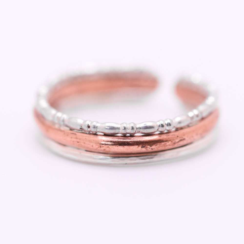 Decorative Silver/Copper/Silver Adjustable Ring