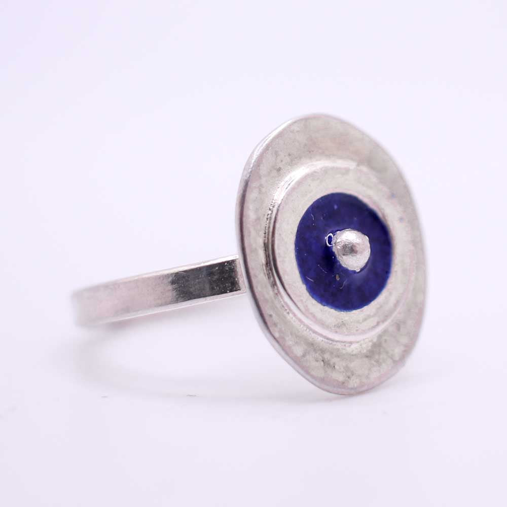 Dark Blue Enamel Eye Ring