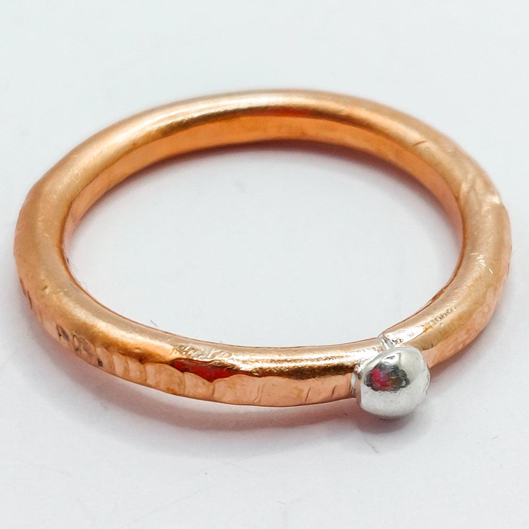 Copper Ring with Silver Pebble