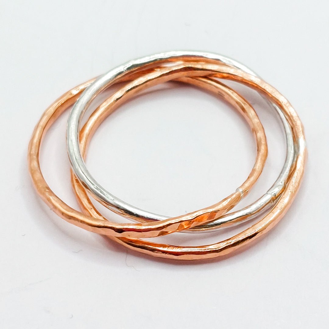 Silver and Copper Interlocked Rings