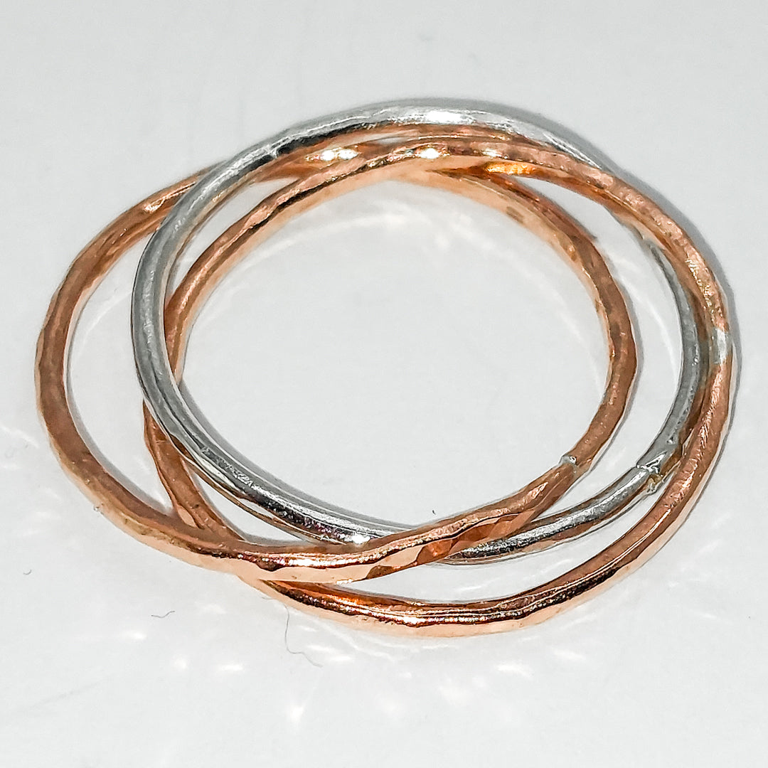 Silver and Copper Interlocked Rings