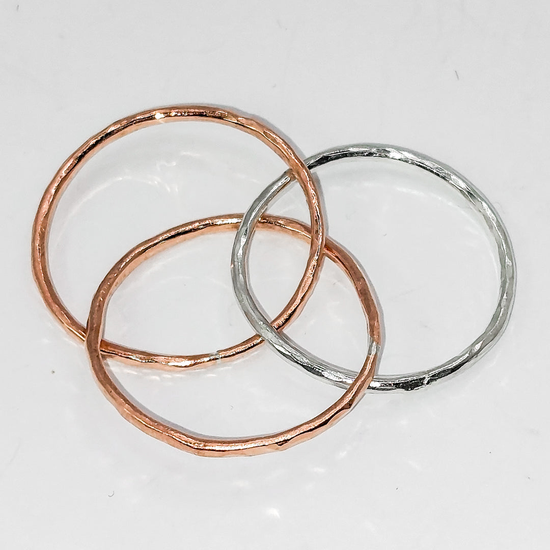 Silver and Copper Interlocked Rings