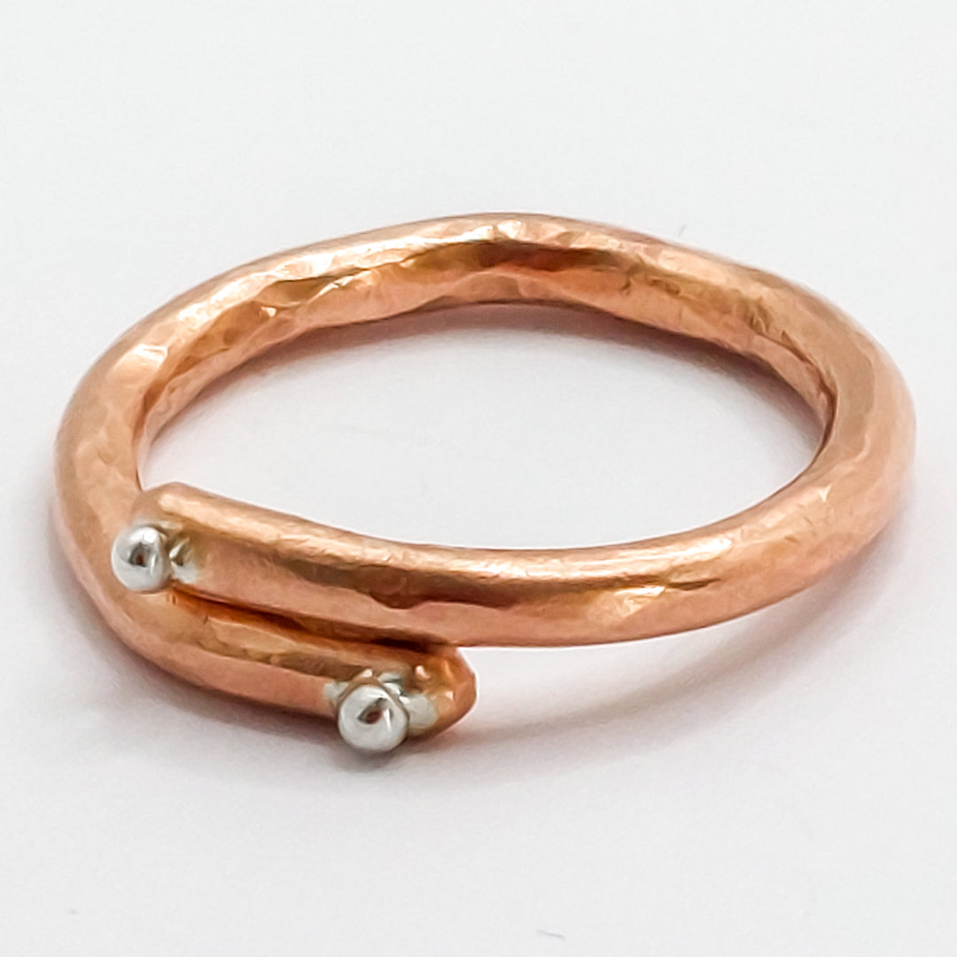 Copper Wrap Ring with Silver Pebbles