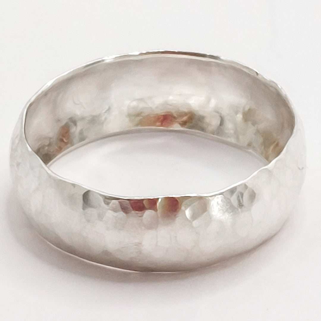 Curved and Textured Silver Ring