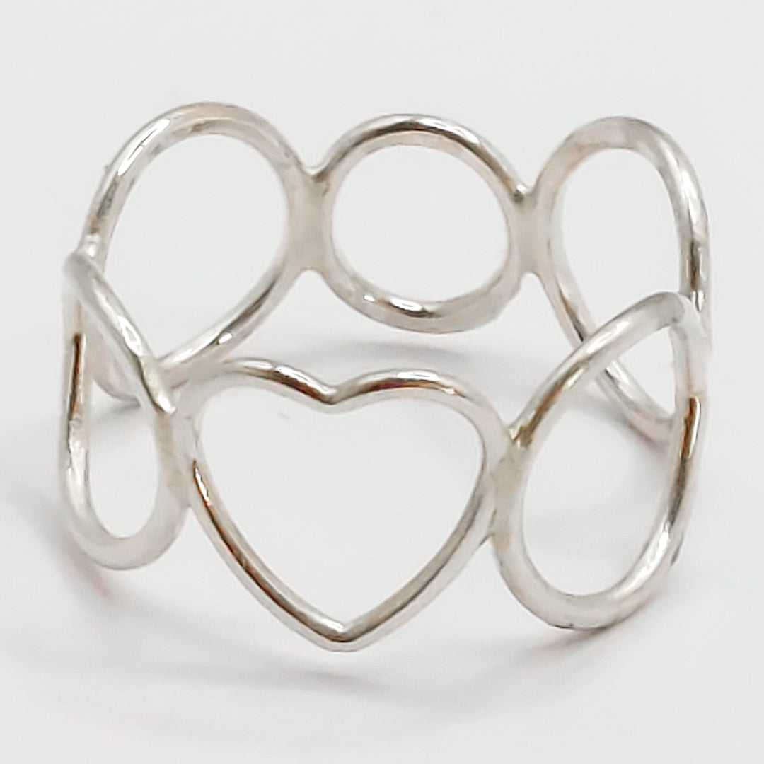 Heart and Circles Handmade Silver Ring