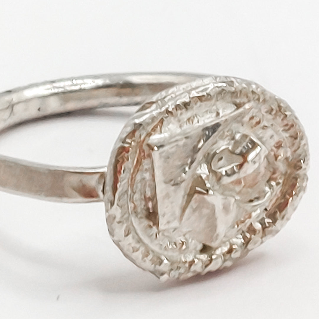 Textured Ring with Silver Abstract Melt
