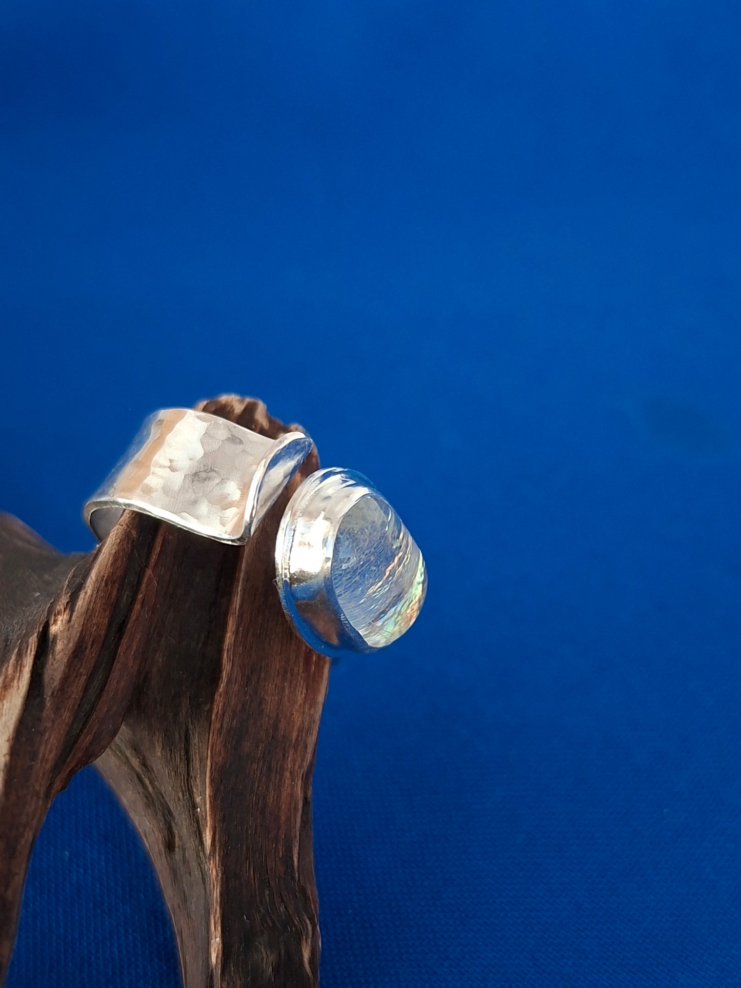 Silver Ring with Unique Hand Made Sparkly Glass Stone