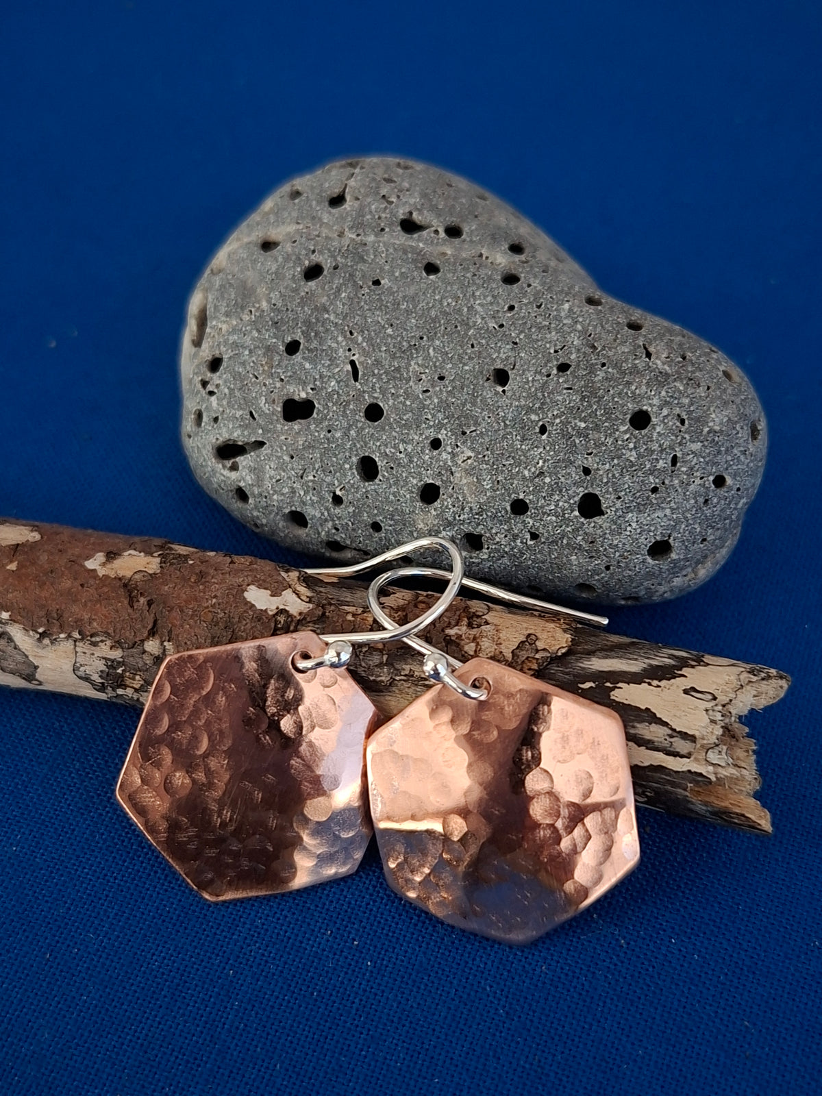 Copper Hexagon Earrings