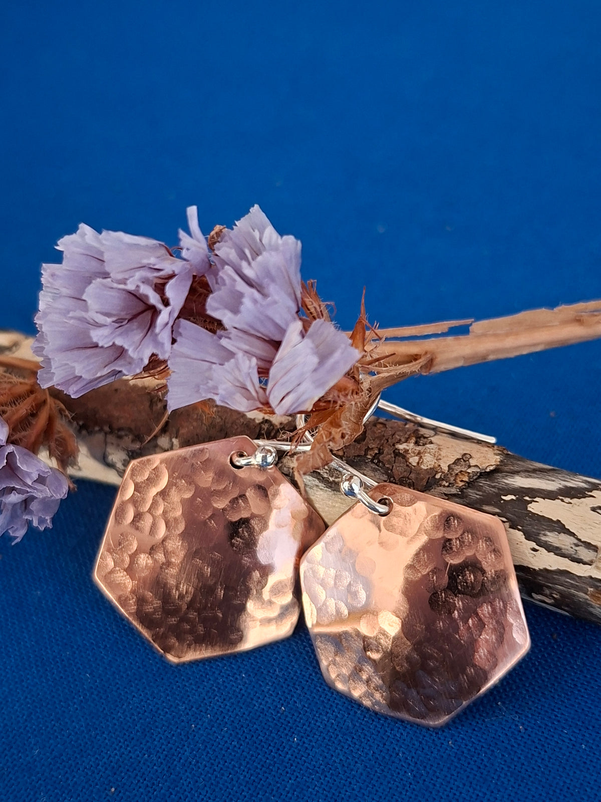 Copper Hexagon Earrings