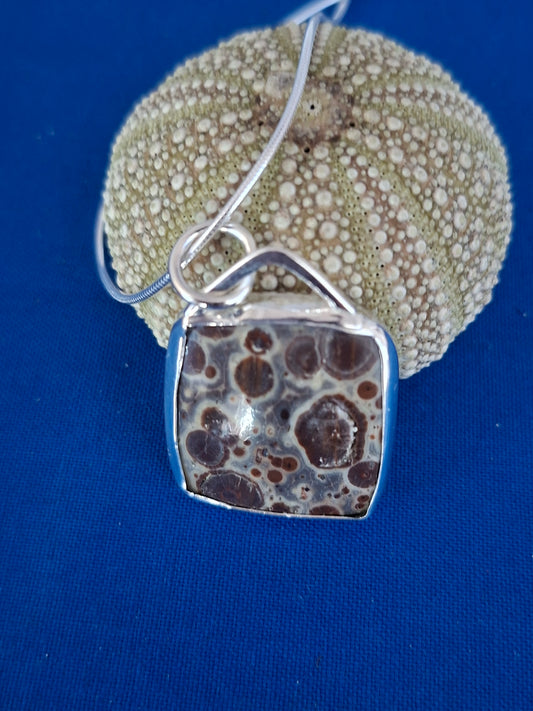 Natural Fossil Stone Silver Pendant