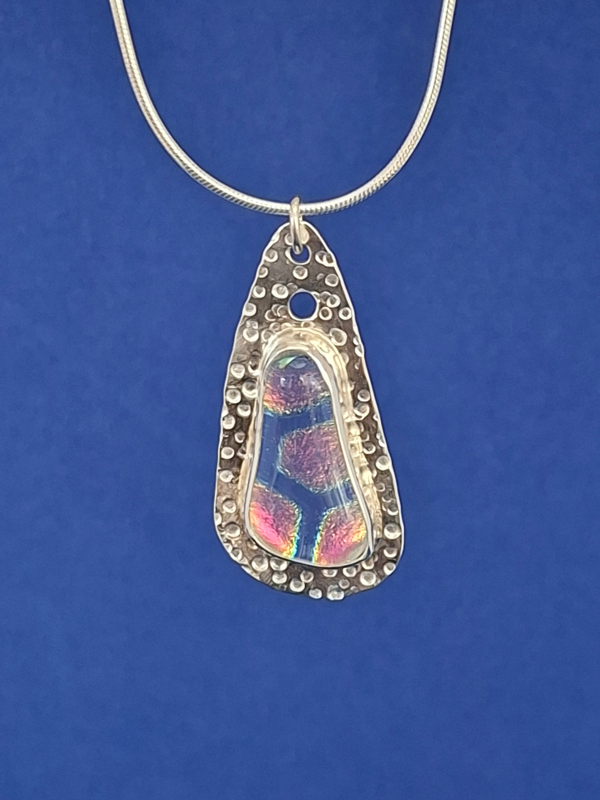 Unique and Colourful Handmade Glass Silver Pendant