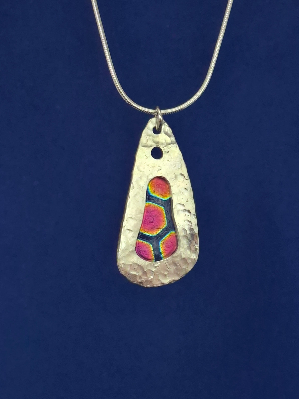 Unique and Colourful Handmade Glass Silver Pendant