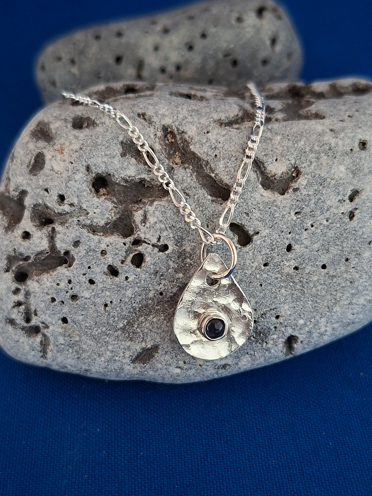 Delicate Teardrop Iolite Pendant Necklace