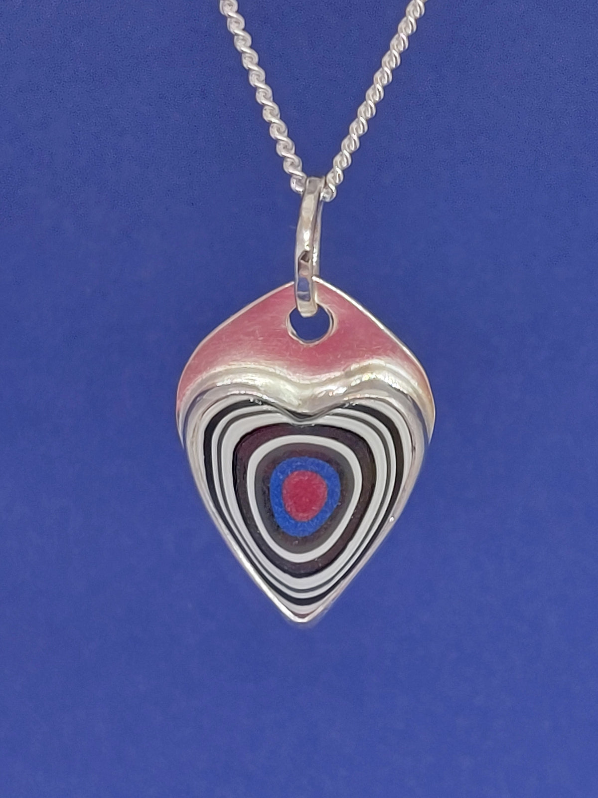 Heart Shaped Fordite Silver Pendant