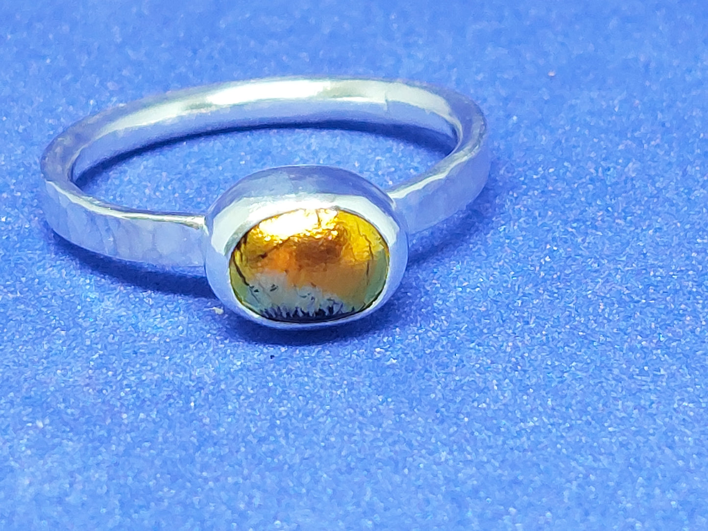 Vibrant Orange Dichroic Glass on Silver Band