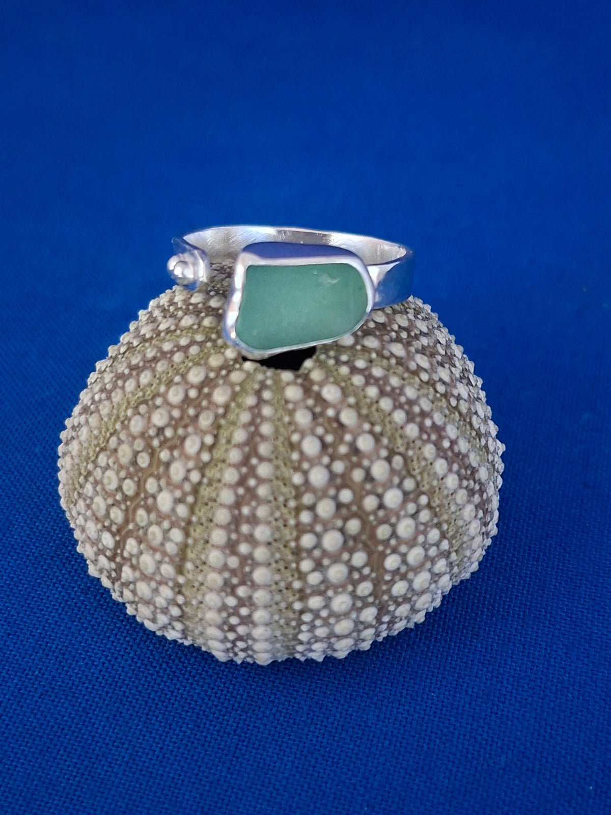 Silver Ring with Green Sea Glass