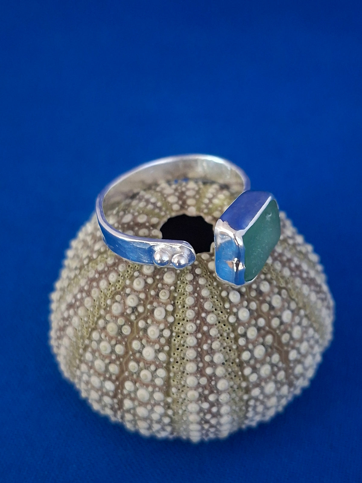 Silver Ring with Green Sea Glass