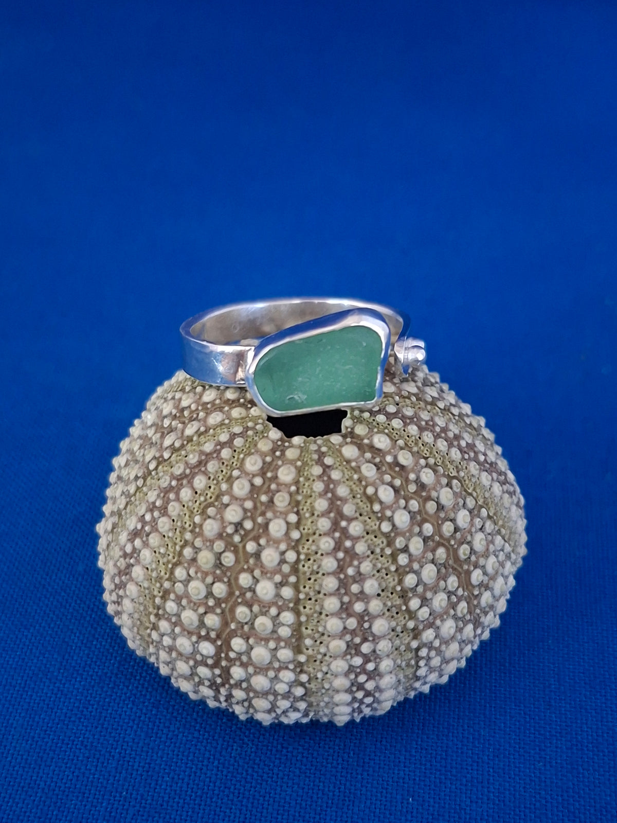 Silver Ring with Green Sea Glass