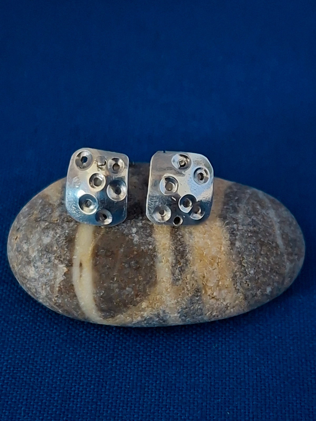 Silver Moonscape Square Studs