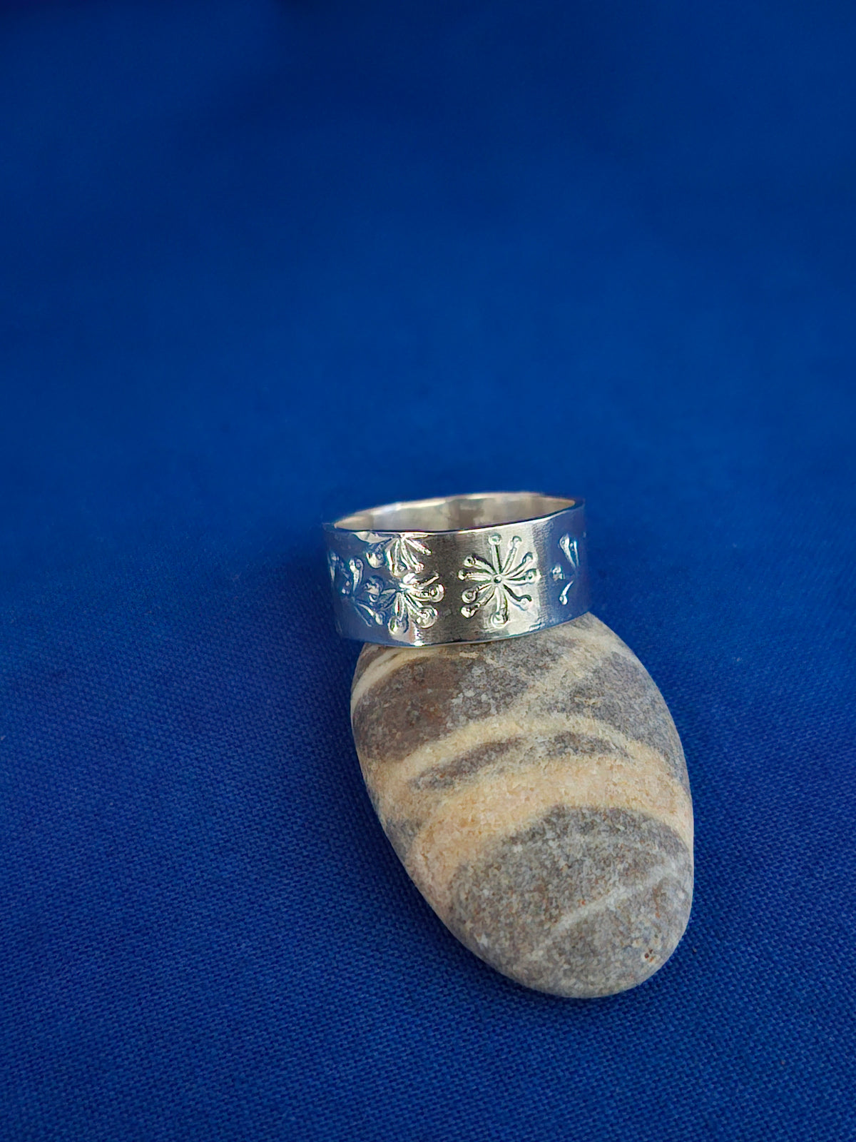 Silver Ring with Unique Patterned Texture