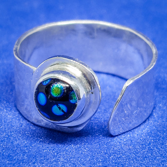 Silver Ring with Unique Hand Made Glass Stone