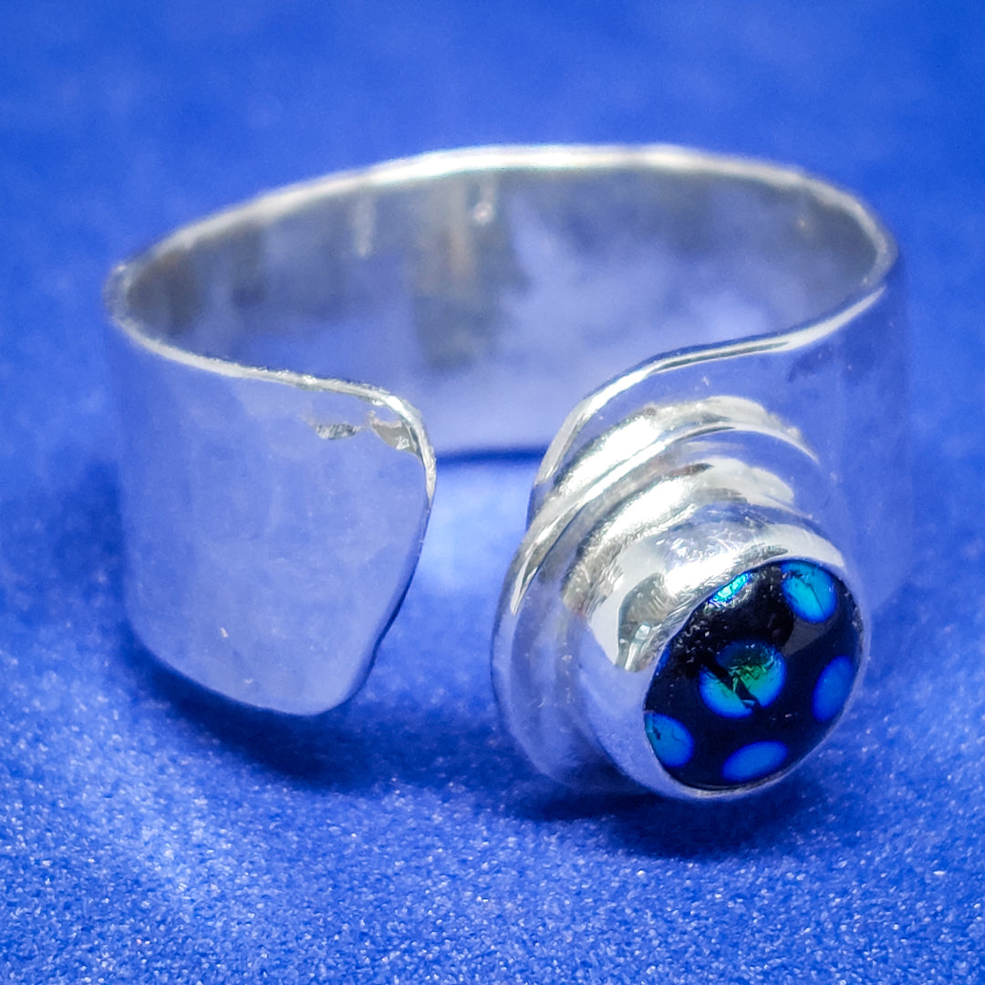 Silver Ring with Unique Hand Made Glass Stone