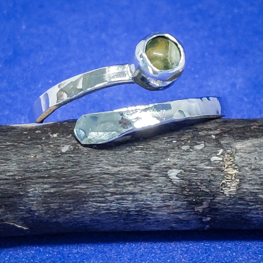 Silver Wrap Ring with Unakite Gemstone