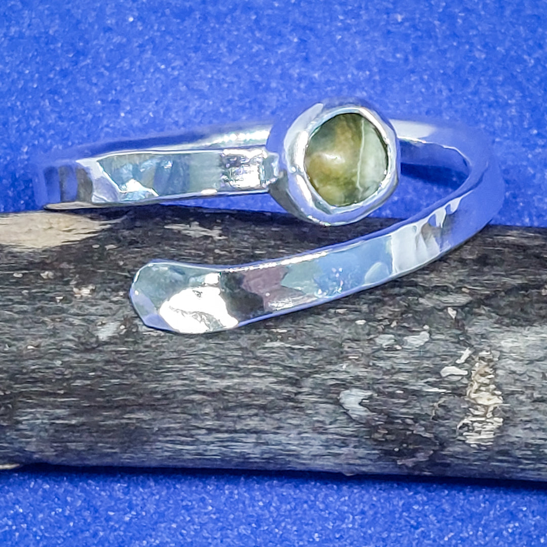 Silver Wrap Ring with Unakite Gemstone