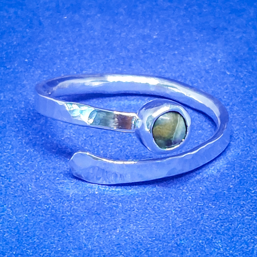 Silver Wrap Ring with Unakite Gemstone