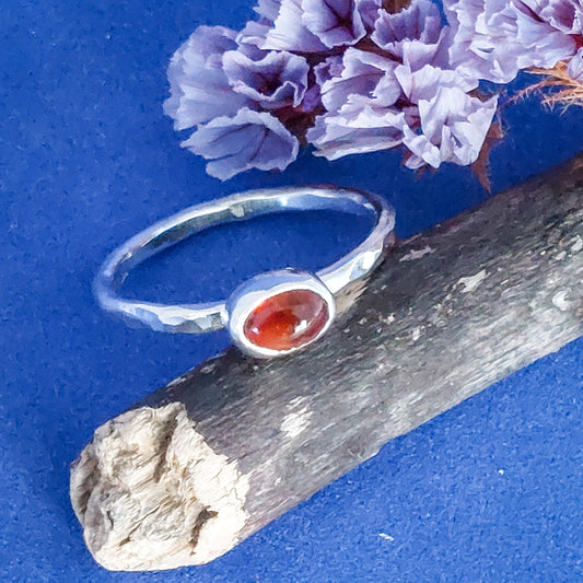 Orange Citrine on Silver Band