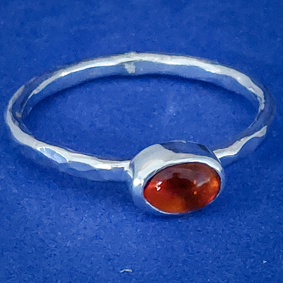 Orange Citrine on Silver Band