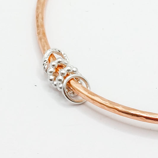 Copper Bangle with Mini Silver Fidgets