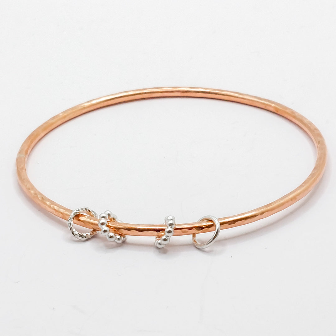 Copper Bangle with Mini Silver Fidgets