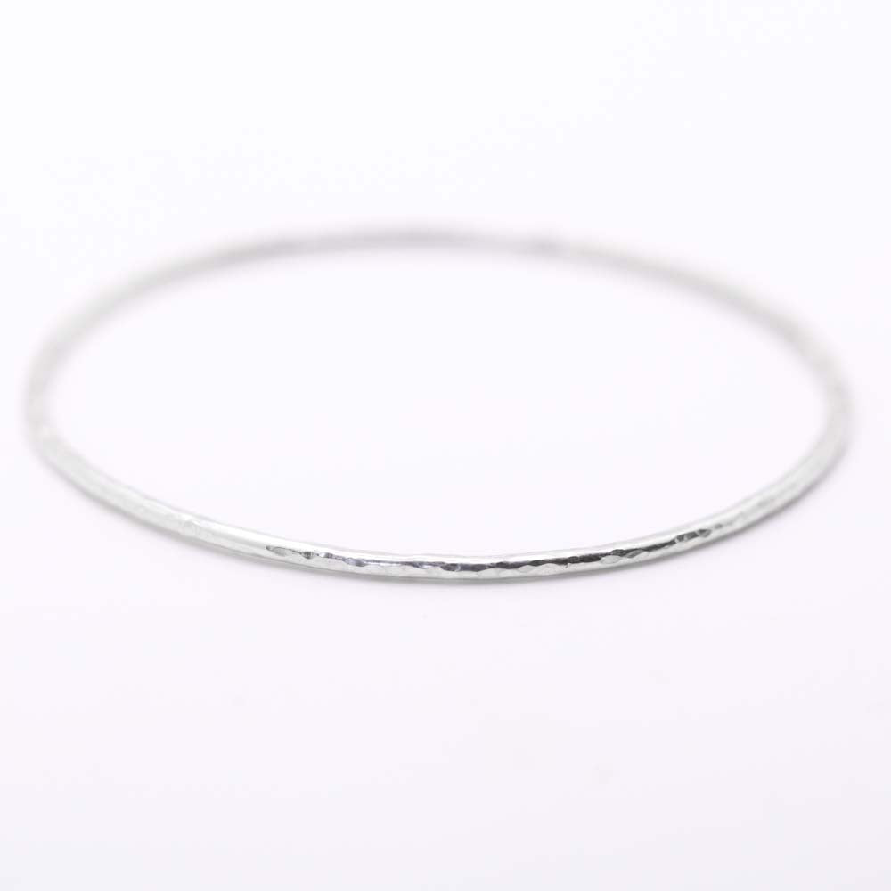 Silver Bangle with Hammered Texture