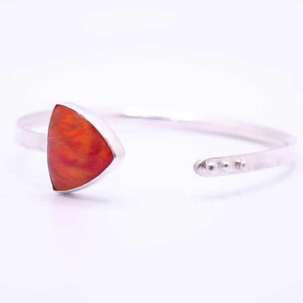 Silver Bangle with Sunset Aurora Opal