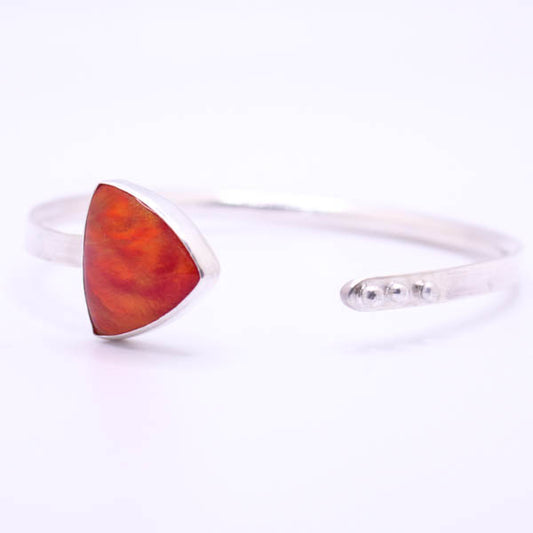 Silver Bangle with Sunset Aurora Opal