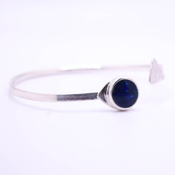 Silver Bangle with Starry Night Glitter Opal