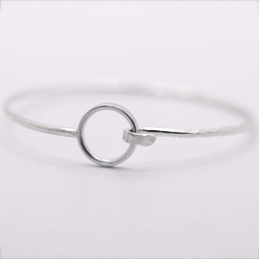 Silver Bangle with Loop Opening