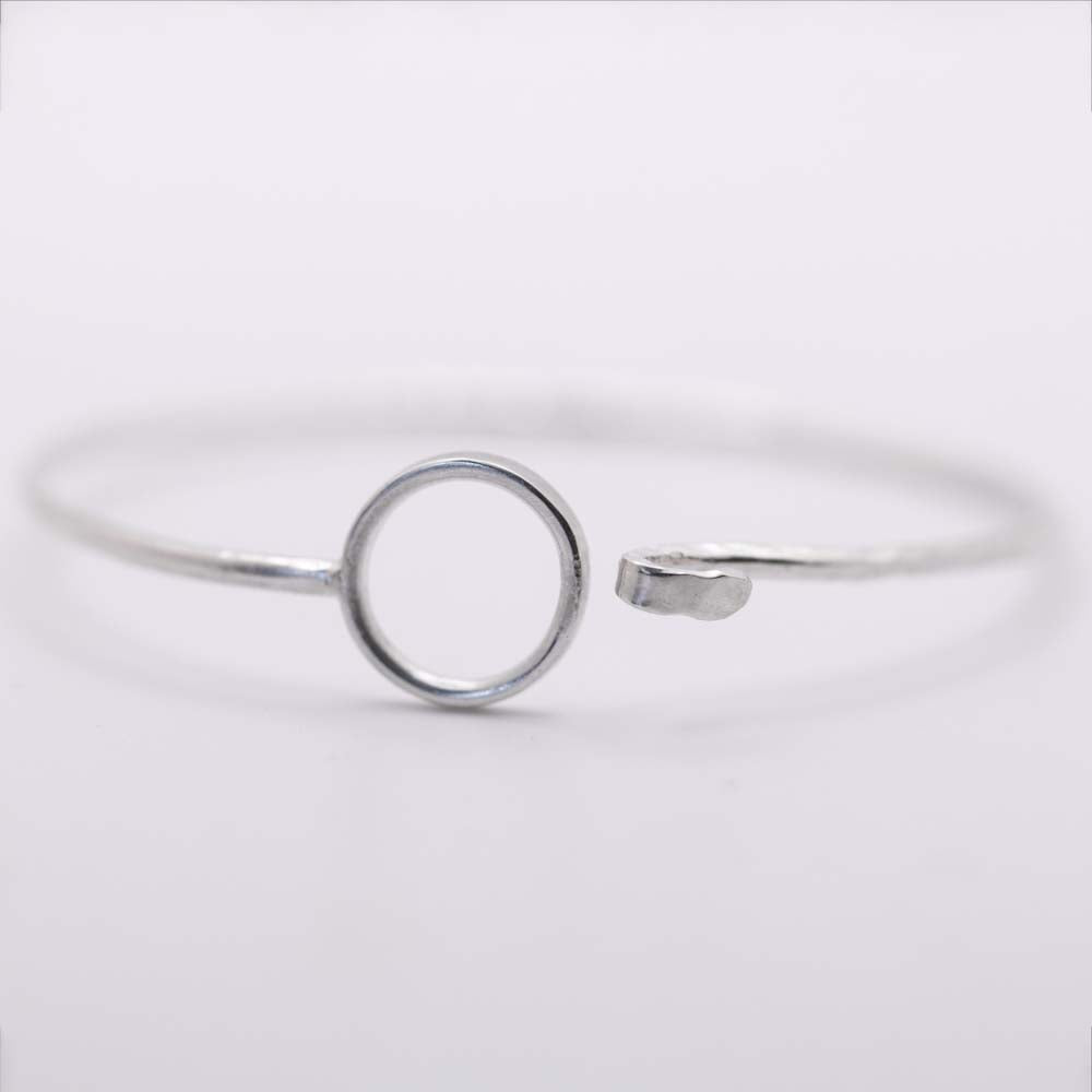 Silver Bangle with Loop Opening