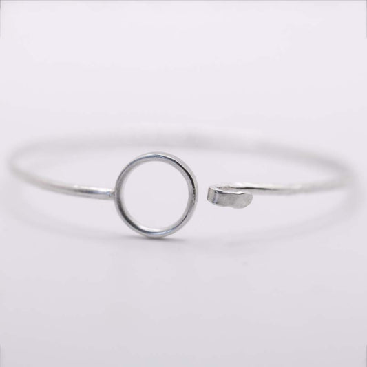 Silver Bangle with Loop Opening