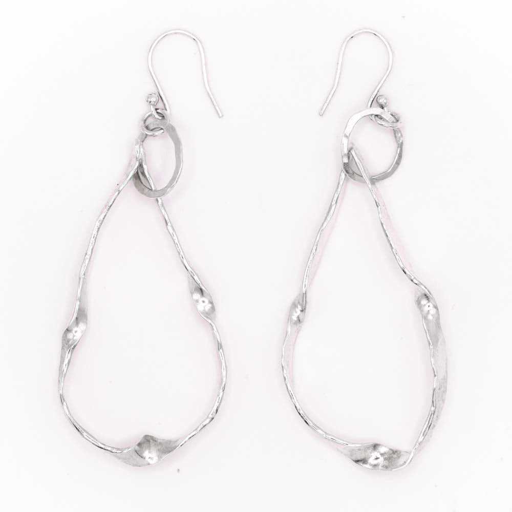 Silver Pear Shaped Twist Earrings