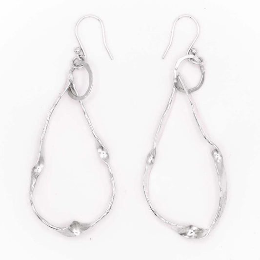 Silver Pear Shaped Twist Earrings