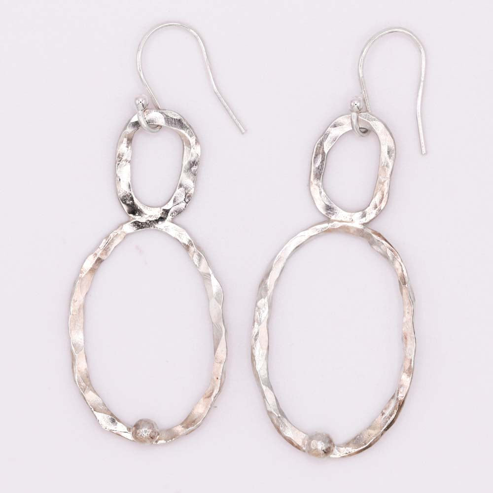 Silver Hammered Circles Earrings