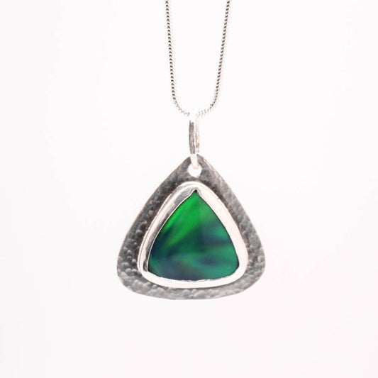 Triangular Green Aurora Opal Necklace