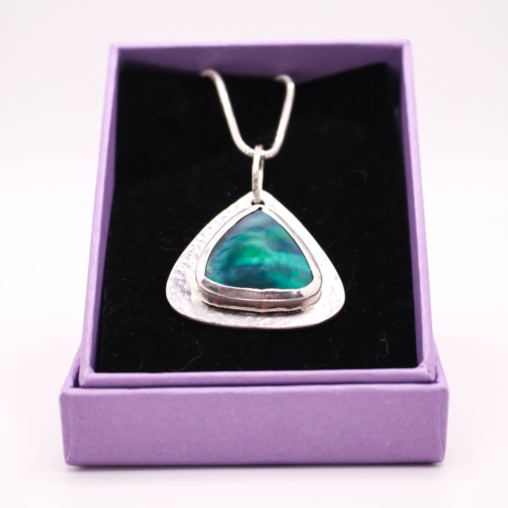 Triangular Green Aurora Opal Necklace