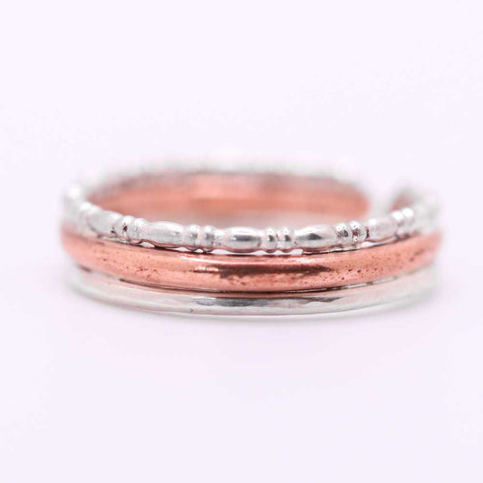 Decorative Silver/Copper/Silver Adjustable Ring