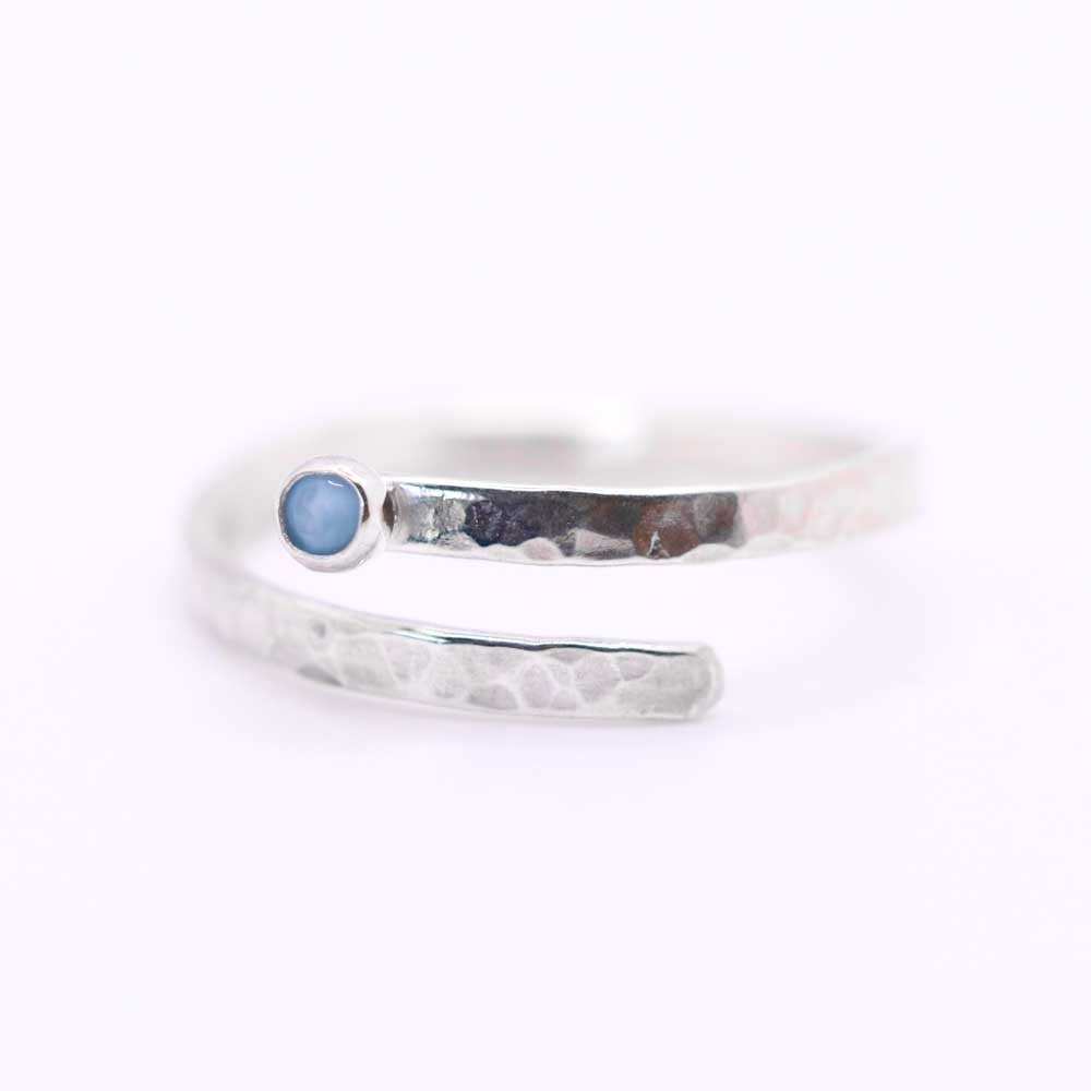 Silver Wrap Ring with Larimar Gemstone