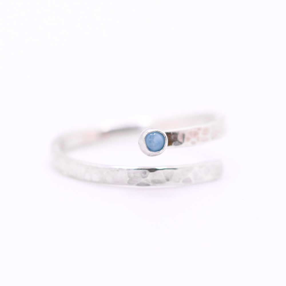 Silver Wrap Ring with Larimar Gemstone